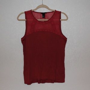H&M Red Sheer and Lace Tank